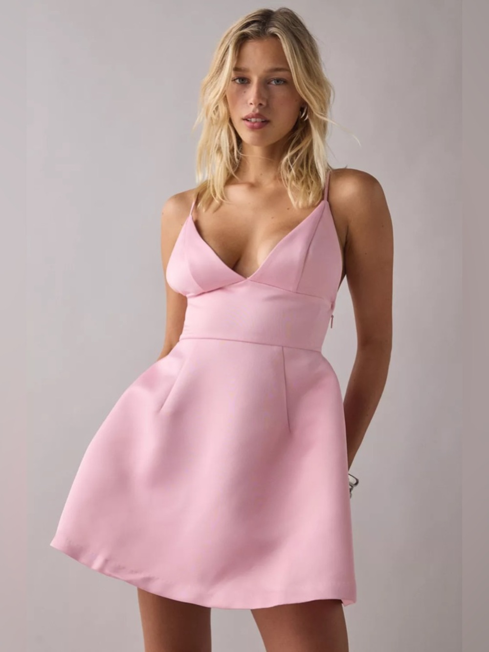 UO Kimchi Blue Petit Fours Fit-And-Flare Satin Mini Dress